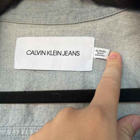 Calvin Klein Jean Jacket Womens XL Winter Heavy Thick Denim - Picture 4 of 7